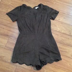 Olive green scalloped romper.